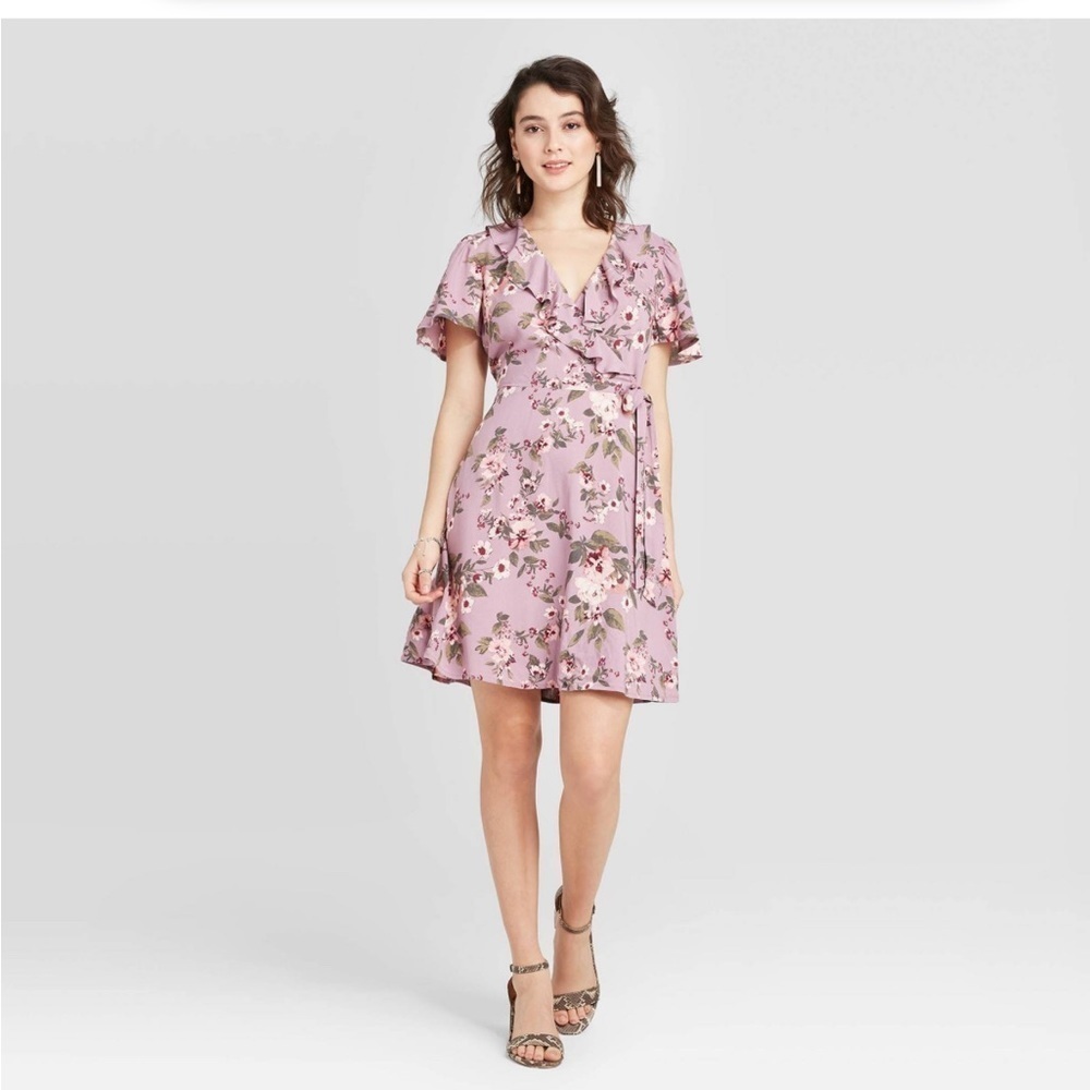 Xhilaration Purple Floral
Wrap Mini Dress new